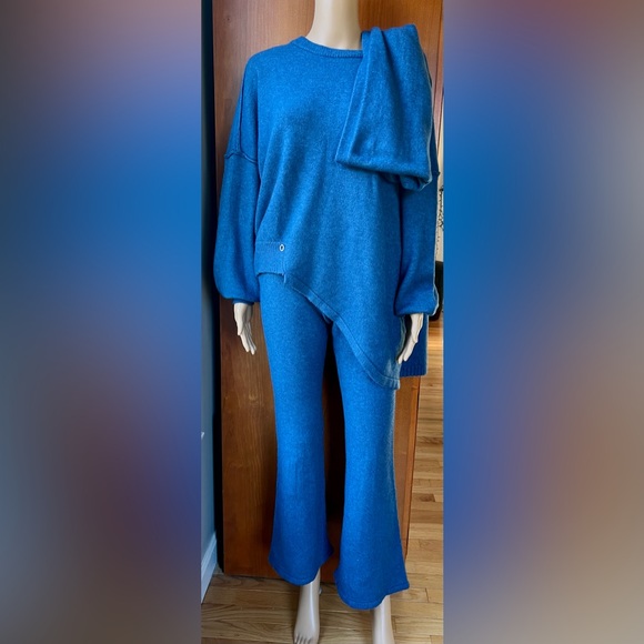 3Pc ZADIG & VOLTAIRE Blue Wool Blend Sweater/Pants/Scarf Set Size M - Picture 4 of 10